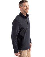 Chicago Bears Mono Cutter & Buck Hunts Point Eco Textured Fleece Recycled Mens Snap Pullover Black Side