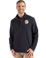 Miami Dolphins Historic Cutter & Buck Hunts Point Eco Textured Fleece Recycled Mens Snap Pullover BL_PRO_HG 