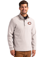 Chicago Bears - Cutter & Buck Hunts Point Eco Textured Fleece Recycled Mens Snap Pullover Polished Medium Gray Front
