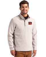 Cincinnati Bengals Cutter & Buck Hunts Point Eco Textured Fleece Recycled Mens Snap Pullover POL_PRO_HG 
