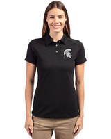 Michigan State Spartans Cutter & Buck Advantage Eco Tri-Blend Pique Womens Polo Black Front