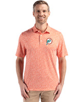 Miami Dolphins Historic Cutter & Buck Pike Eco Flora Print Recycled Mens Polo CLO_PRO_HG 