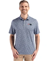 New England Patriots Cutter & Buck Pike Eco Flora Print Recycled Mens Polo Navy Blue Front