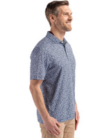 Carolina Panthers Americana Cutter & Buck Pike Eco Flora Print Recycled Mens Polo Navy Blue Side