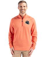 Denver Broncos NFL Helmet Cutter & Buck Peshastin Fleece Recycled Mens Half Zip Pullover College Orange Heather Front