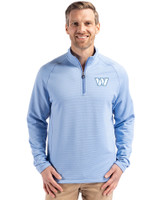 Washington Commanders Mono Cutter & Buck Peshastin Fleece Recycled Mens Half Zip Pullover Atlas Heather Front