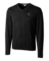 Michigan State Spartans Cutter & Buck Lakemont Tri-Blend Mens V-Neck Pullover Sweater Black Mannequin