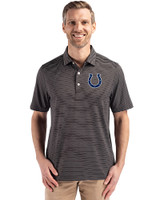 Indianapolis Colts Cutter & Buck Forge Epic Confidence Fine Line Stripe Stretch Recycled Mens Polo Black/White Front