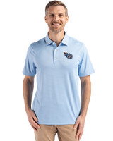 Tennessee Titans Cutter & Buck Forge Epic Confidence Fine Line Stripe Stretch Recycled Mens Polo Atlas/White Front