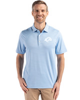 Los Angeles Rams Monochromatic Cutter & Buck Forge Recycled Fine Line Stripe Four-Way Stretch Mens Polo Atlas/White Front