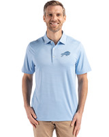 Buffalo Bills Mono Cutter & Buck Forge Epic Confidence Fine Line Stripe Stretch Recycled Mens Polo Atlas/White Front