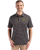 Jacksonville Jaguars Cutter & Buck Forge Epic Confidence Fine Line Stripe Stretch Recycled Mens Polo Black/White Front