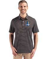 Detroit Lions Historic Cutter & Buck Forge Epic Confidence Fine Line Stripe Stretch Recycled Mens Polo Black/White Front