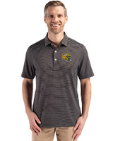 Green Bay Packers NFL Helmet Cutter & Buck Forge Epic Confidence Fine Line Stripe Stretch Recycled Mens Polo Black/White Front