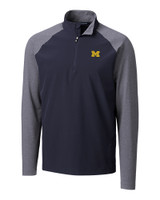 Michigan Wolverines Cutter & Buck Response Lightweight Hybrid Quarter Zip Mens Pullover Windbreaker Liberty Navy Mannequin