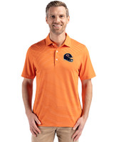 Chicago Bears NFL Helmet Cutter & Buck Forge Epic Confidence Fine Line Stripe Stretch Recycled Mens Polo College Orange/White Front