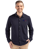 Baltimore Ravens Americana Cutter & Buck Advantage Tri-Blend Eco Soft Pique Long Sleeve Knitted Mens Button Up Liberty Navy Front