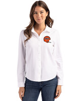 Cincinnati Bengals Historic Cutter & Buck Advantage Tri-Blend Eco Soft Pique Long Sleeve Knitted Womens Button Up WH_PRO_HG 