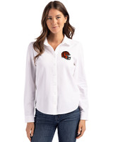 Cincinnati Bengals NFL Helmet Cutter & Buck Advantage Tri-Blend Eco Soft Pique Long Sleeve Knitted Womens Button Up WH_PRO_HG 