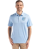 Baltimore Orioles Monochromatic Cutter & Buck Forge Recycled Fine Line Stripe Four-Way Stretch Mens Polo Atlas/White Front