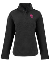 San Diego Padres City Connect Cutter & Buck Hunts Point Eco Textured Fleece Recycled Womens Snap Pullover BL_MANN_HG 1