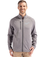 Kansas City Royals Cooperstown Cutter & Buck Peshastin Fleece Recycled Mens Full Zip Jacket Elemental Grey Heather Front