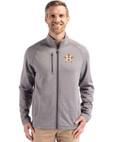 Houston Astros Cutter & Buck Peshastin Fleece Recycled Mens Full Zip Jacket Elemental Grey Heather Front