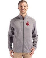 Boston Red Sox Cooperstown Cutter & Buck Peshastin Fleece Recycled Mens Full Zip Jacket Elemental Grey Heather Front