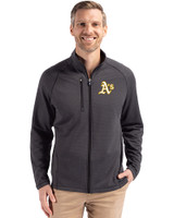 Athletics Cutter & Buck Peshastin Recycled Grid Fleece Mens Full Zip Jacket Black Heather Front