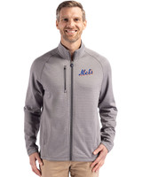 New York Mets Cooperstown Cutter & Buck Peshastin Fleece Recycled Mens Full Zip Jacket Elemental Grey Heather Front