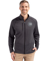 Chicago Cubs Mono Cutter & Buck Peshastin Fleece Recycled Mens Full Zip Jacket Black Heather Front