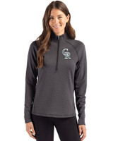 Colorado Rockies City Connect Cutter & Buck Peshastin Fleece Recycled Womens Half Zip Pullover Black Heather Front