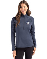 Houston Astros Stars & Stripes Cutter & Buck Peshastin Fleece Recycled Womens Half Zip Pullover Navy Blue Heather Front