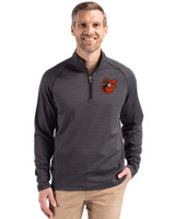 Baltimore Orioles Cooperstown Cutter & Buck Peshastin Fleece Recycled Mens Half Zip Pullover Black Heather Front