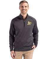 Athletics Cutter & Buck Peshastin Fleece Recycled Mens Half Zip Pullover Black Heather Front