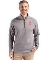 Cleveland Guardians - Cutter & Buck Peshastin Fleece Recycled Mens Half Zip Pullover Elemental Grey Heather Front