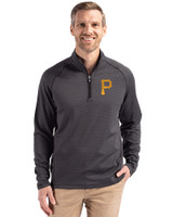Pittsburgh Pirates Cutter & Buck Peshastin Fleece Recycled Mens Half Zip Pullover Black Heather Front