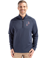 Pittsburgh Pirates Stars & Stripes Cutter & Buck Peshastin Fleece Recycled Mens Half Zip Pullover Navy Blue Heather Front