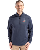 Seattle Mariners Stars & Stripes Cutter & Buck Peshastin Fleece Recycled Mens Half Zip Pullover Navy Blue Heather Front