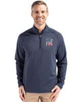 New York Yankees Stars & Stripes Cutter & Buck Peshastin Fleece Recycled Mens Half Zip Pullover Navy Blue Heather Front