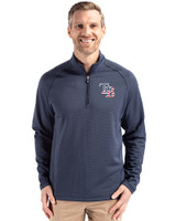 Tampa Bay Rays Stars & Stripes Cutter & Buck Peshastin Fleece Recycled Mens Half Zip Pullover Navy Blue Heather Front