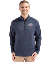Milwaukee Brewers Stars & Stripes Cutter & Buck Peshastin Fleece Recycled Mens Half Zip Pullover Navy Blue Heather Front