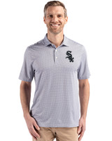 Chicago White Sox Cutter & Buck Pike Eco Diamond Dot Print Recycled Mens Big & Tall Polo Black Front