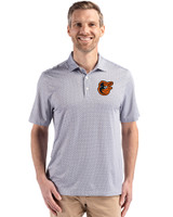 Baltimore Orioles Cutter & Buck Pike Eco Diamond Dot Print Recycled Mens Big & Tall Polo Black Front
