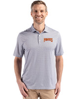Pittsburgh Pirates Cooperstown Cutter & Buck Pike Eco Diamond Dot Print Recycled Mens Big & Tall Polo Black Front