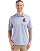 Boston Red Sox Cooperstown Cutter & Buck Pike Eco Diamond Dot Print Recycled Mens Big & Tall Polo Navy Blue Front