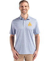 Seattle Mariners Cooperstown Cutter & Buck Pike Eco Diamond Dot Print Recycled Mens Big & Tall Polo Navy Blue Front