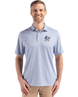 Miami Marlins Stars & Stripes Cutter & Buck Pike Eco Diamond Dot Print Recycled Mens Big & Tall Polo Navy Blue Front