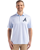 Atlanta Braves Cutter & Buck Pike Eco Diamond Dot Print Recycled Mens Polo Atlas Light Blue Front