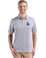 Los Angeles Dodgers Cutter & Buck Pike Eco Diamond Dot Print Recycled Mens Polo Black Front
